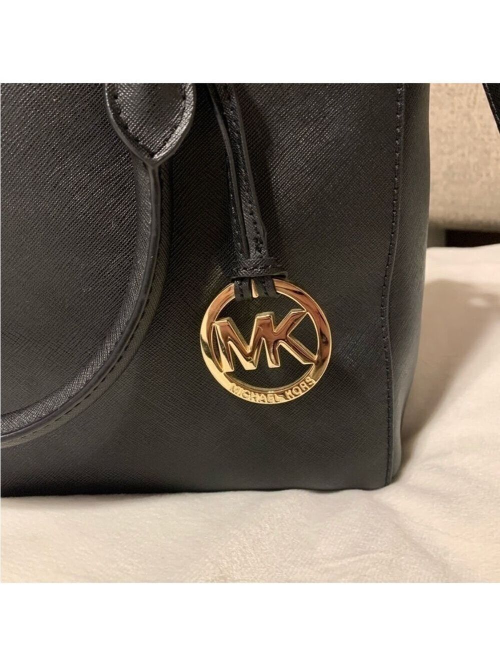 Michael Kors Black Satchel with Gold Accents and Adjustable Strap - Picture 4 of 10